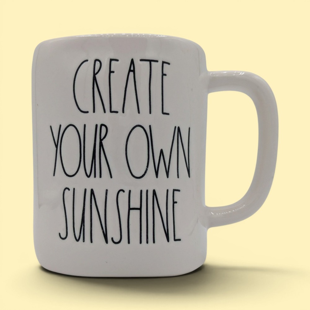 Rae Dunn Mug Large White Yellow Create Your Own Sunshine Farmhouse Coffee Cup